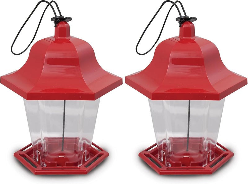Pennington Songbird Lantern Bird Feeder, Red, 8 inches high 6 inches Wide at top, (100511311) (Pack of 2) - Image 1